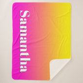 明るい黄色のネオンピンクのグラデーション シェルパブランケット (正面)