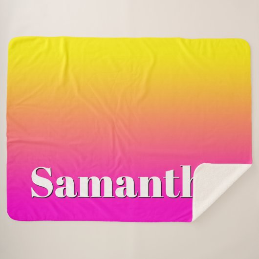 明るい黄色のネオンピンクのグラデーション シェルパブランケット (正面(横))