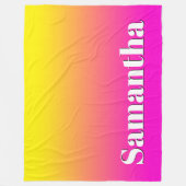 明るい黄色のネオンピンクのグラデーション フリースブランケット (正面)