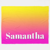 明るい黄色のネオンピンクのグラデーション フリースブランケット (正面(横))