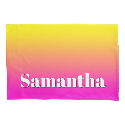 明るい黄色のネオンピンクのグラデーション 枕カバー (正面)