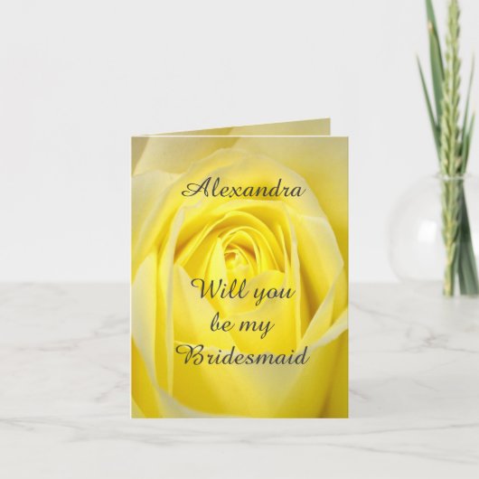 明るい黄色のバラが私の花嫁になる 招待状 (正面)