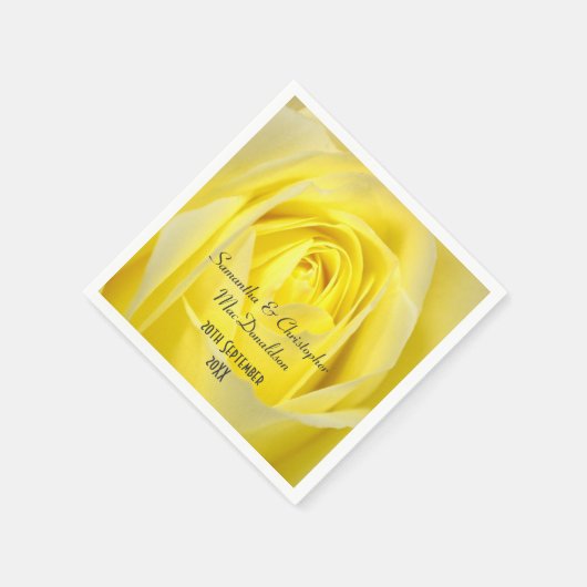 明るい黄色のバラの花の国結婚式 スタンダードカクテルナプキン (角)