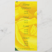 明るい黄色のバラ、カスタムメニューカード メニュー (裏面)