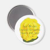 明るい黄色のバラ、日付の磁結婚石を保存 マグネット (正面/裏面)