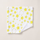 明るい黄色のパターン（の模様が）ある星 バスタオルセット (ウォッシュタオル)
