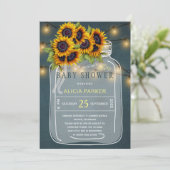 明るい黄色のヒマワリのメイスンの瓶の赤ちゃんシャワー 招待状 (スタンド正面)