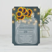 明るい黄色のヒマワリのメイスンジャーブライダルシャワー 招待状 (スタンド正面)