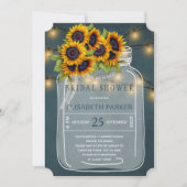 明るい黄色のヒマワリのメイスンジャーブライダルシャワー 招待状 (正面)