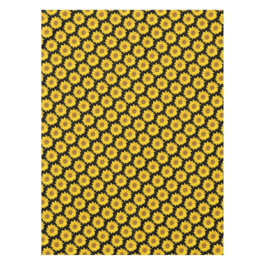 明るい黄色のヒマワリの黒 テーブルクロス (正面)