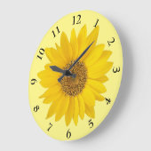 明るい黄色のヒマワリ ラージ壁時計 (傾斜)