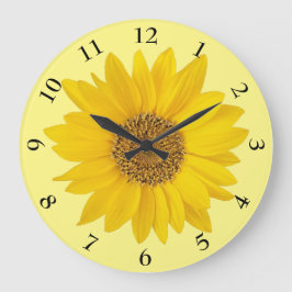 明るい黄色のヒマワリ ラージ壁時計