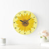 明るい黄色のヒマワリ ラージ壁時計 (ホーム)