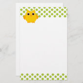 明るい黄色のフクロウ 便箋 (正面/裏面)