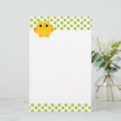 明るい黄色のフクロウ 便箋 (スタンド正面)