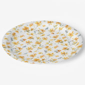 明るい黄色のフローラ水彩 ペーパープレート (アングル)