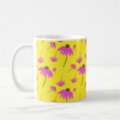 明るい黄色のマグカップとピンクの花 コーヒーマグカップ (左)