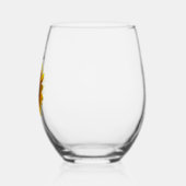 明るい黄色のミツバチ付きヒマワリパーソナライズされた ステムなしワイングラス (左)