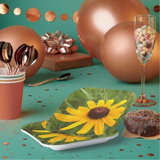 明るい黄色のラドベキア写真撮影ピクニック ペーパープレート (複数)