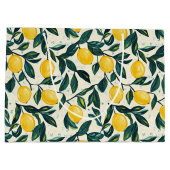 明るい黄色のレモンスパイラパターン(の模様が)あるルノート ラージペーパーバッグ (裏面)