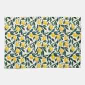明るい黄色のレモンツリーブランチ2トーン キッチンタオル (横)