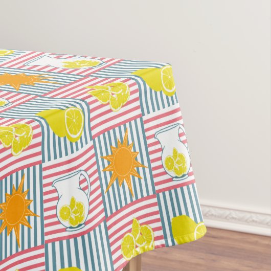 明るい黄色のレモン、オレンジ色の太陽、夏の投手 テーブルクロス (インサイチュ)