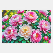 明るい黄色の中心を持つ白いユリ ラッピングペーパーシート (正面3)