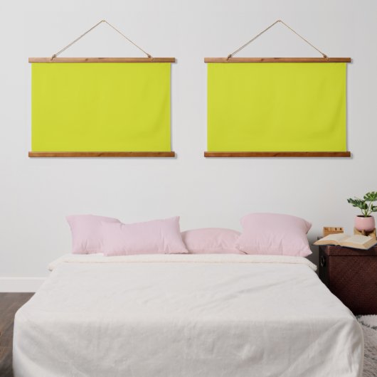 明るい黄色の四角で明確な白い枠 吊り下げ型タペストリー (寝室)