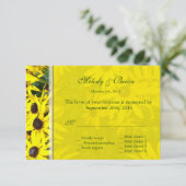 明るい黄色の夏のデイジーの結婚花rsvp 出欠カード (スタンド正面)