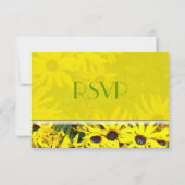 明るい黄色の夏のデイジーの結婚花rsvp 出欠カード (裏面)