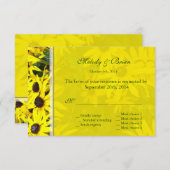 明るい黄色の夏のデイジーの結婚花rsvp 出欠カード (正面/裏面)