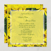 明るい黄色の夏のデイジー花結婚式の招待 招待状 (正面/裏面)