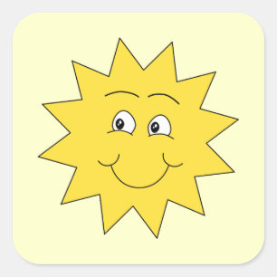 明るい黄色の夏の太陽。笑顔の顔。 スクエアシール