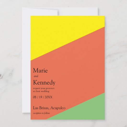 明るい黄色の夏の色デジタル結婚ズ 招待状 (正面)