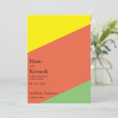 明るい黄色の夏の色デジタル結婚ズ 招待状 (スタンド正面)