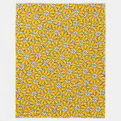 明るい黄色の夏の花柄 フリースブランケット (正面)