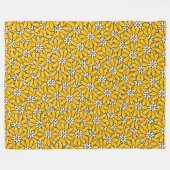 明るい黄色の夏の花柄 フリースブランケット (正面(横))