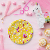 明るい黄色の子供のおもしろいバブルの誕生日cu ペーパープレート (パーティー)