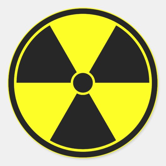 明るい黄色の放射線シンボルステッカー ラウンドシール (正面)