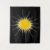 明るい黄色の放射輝く太陽パターン タペストリー (正面)