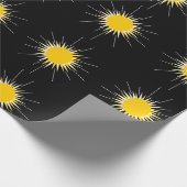 明るい黄色の放射輝く太陽パターン ラッピングペーパー (角)