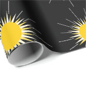 明るい黄色の放射輝く太陽パターン ラッピングペーパー (ロールコーナー)