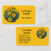 明るい黄色の日当たりの良い花 名刺 (正面/裏面)
