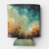 明るい黄色の星雲、水色の暗い空。 缶クーラー (裏面)