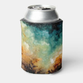明るい黄色の星雲、水色の暗い空。 缶クーラー (缶裏面)