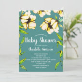 明るい黄色の春フラワーガーデンベビーシャワー 招待状 (スタンド正面)