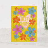 明るい黄色の最高のフローラママの日 カード (正面)