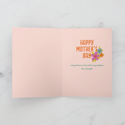 明るい黄色の最高のフローラママの日 カード (内部)