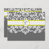 明るい黄色の木炭グレーダマスク披露宴カード エンクロージャーカード (正面/裏面)