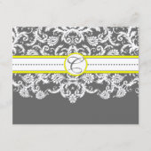 明るい黄色の木炭グレーダマスク披露宴カード エンクロージャーカード (正面)